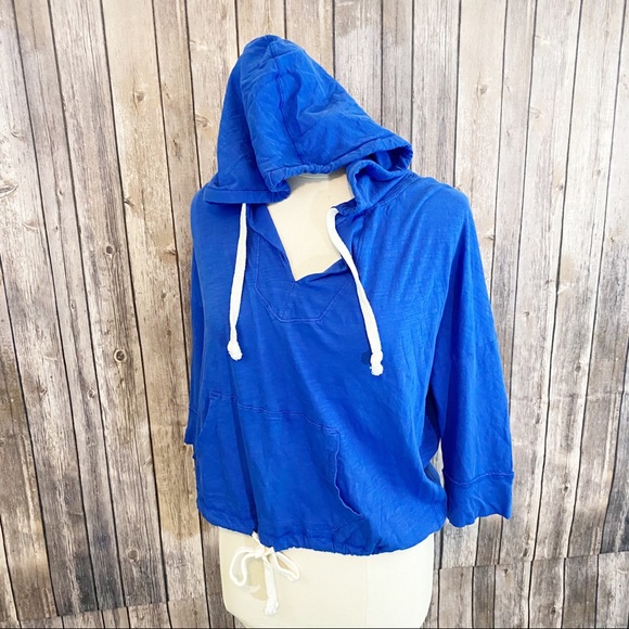 🌼AEO Cropped Pullover Hooded Sweatshirt Blue